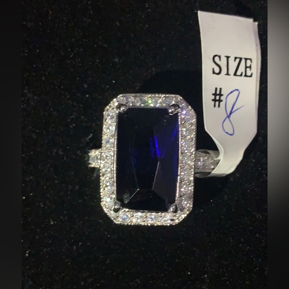 Blue Created Sapphire Engagement Ring for Women